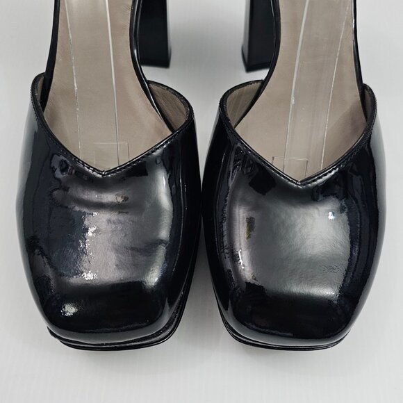 NEW All Saints Tiffany Platform Heel Womens 10 Black Patent Square Toe Pumps - Picture 5 of 14